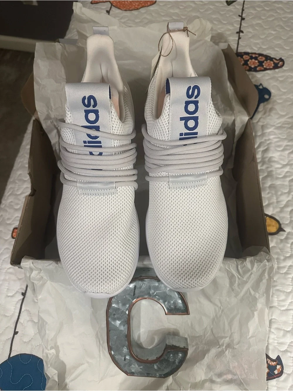 adidas White and Navy Athletic Sneakers